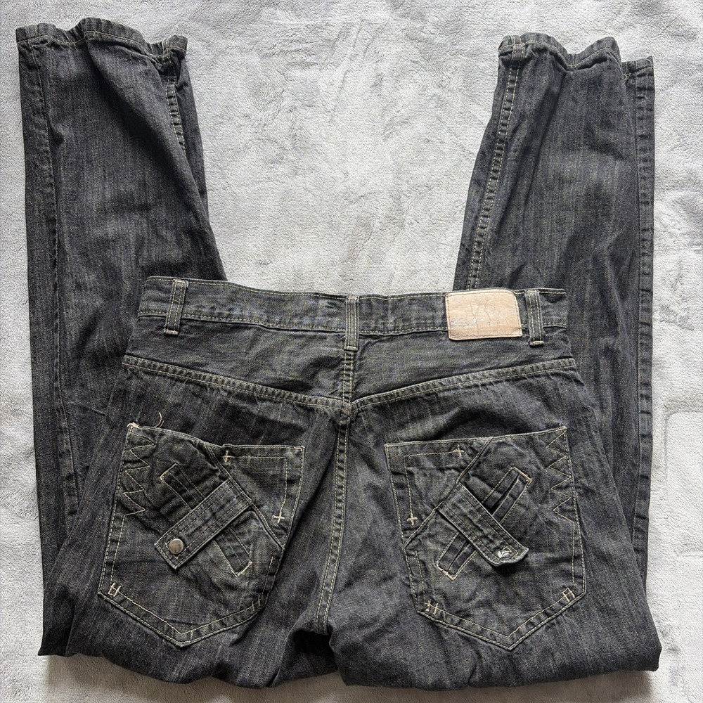 Vintage Y2K Red Ape Jeans Size 36 Embroidered Pockets Black Skater